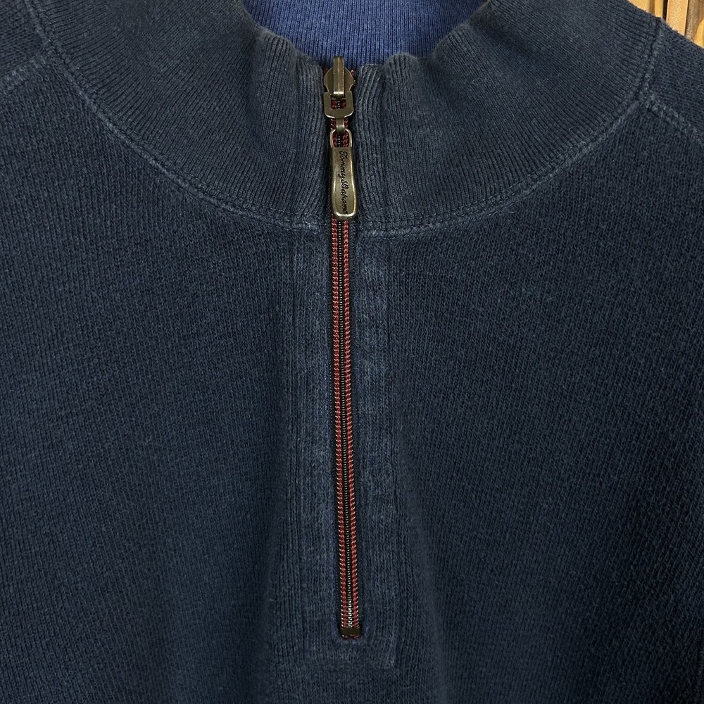Tommy Bahama Men's Sweater 1/4 Zip Sweater Navy Blue Preppy Casual Outdoors - L - Picture 4 of 14